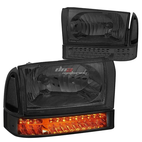 1999-2004 F250 F350 Super Duty Headlight Led Turn Signal Lamps Smoked/ Clear DNA MOTORING