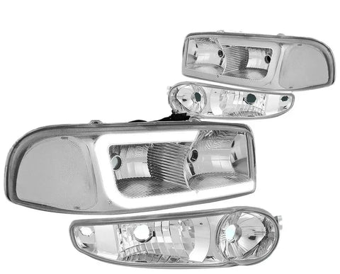 2000-2006 Gmc Yukon Sierra Denali Led Drl Headlight+Bumper Lamp Chrome/Clear DNA MOTORING