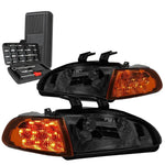 1992-1995 Honda Civic Led Turn Signal Headlight Head Lamp+Tools Smoked/Clear DNA MOTORING