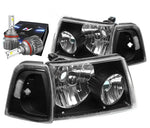 2001-2011 Ford Ranger Signal Headlight Lamp W/Led Kit Slim Style Black/Clear DNA MOTORING