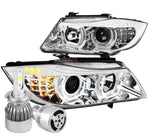 Chrome Halo Projector Headlight+Corner+White Led H7 Hid W/Fan Fit 09-12 Bmw E90 DNA MOTORING