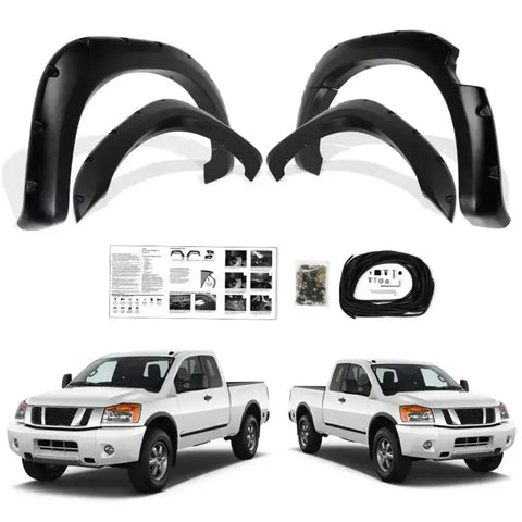 Fender Flares Fits Nissan Titan 2004 2005 2006-2015 Pocket Style ABS Matte Black ECCPP