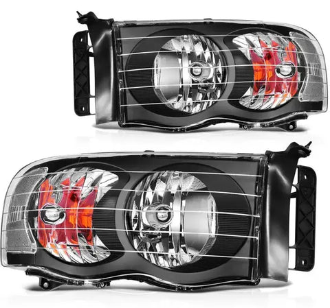 Fits 02-05 Dodge Ram 1500 2500 3500 Front Headlights Assembly Left + Right Sides ECCPP