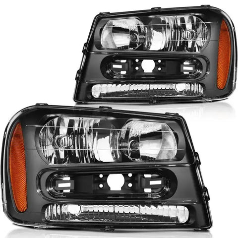 Fits 2002-2009 Chevrolet Trailblazer Front Headlights Assembly Left + Right Side ECCPP