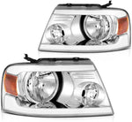 Fits 2004-2008 Ford F150 Replacement Chrome LED Headlights Assembly Lamps Pair ECCPP