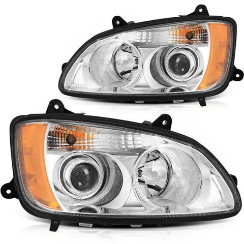 Fits 2008-2017 KENWORTH T660 Front Halogen Headlights Assembly Pair Replacement ECCPP