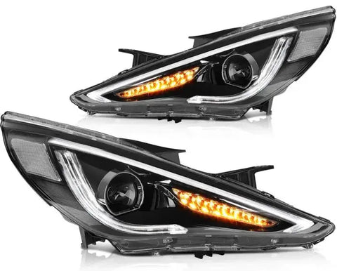 Fits 2010-15 Hyundai Sonata Front Headlights Assembly Pair Wiping Turn Indicator ECCPP