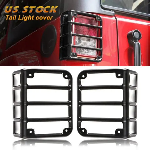 For 07-16 Jeep Wrangler JK MAX 2x Tail Light Guards Cover Rear Lamps Trim Cover ECCPP