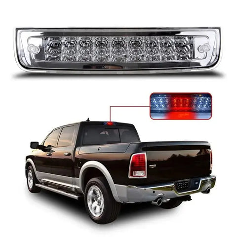 For 09-13 Dodge Ram Chrome Housing Clear Led 3Rd Third Brake Light+Cargo Light ECCPP