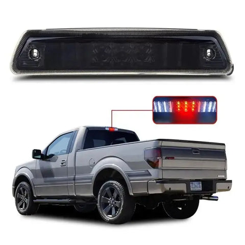 For 13-14 Ford F150 Smoked Lens Chrome Housing Rear Led 3Rd Third Brake Light ECCPP