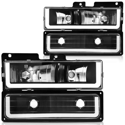 For 1988-1998 Chevrolet C10 Lamps Replacement Front LED Headlights Assembly Pair ECCPP