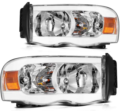 For 2002-2005 Dodge Ram Headlights Assembly Pair Replacement Front LED DRL Lamp ECCPP