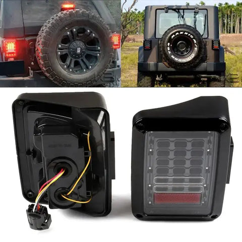 For 2007-2017 Jeep Wrangler JK 2x Brake LED Tail Lights Black Housing ECCPP