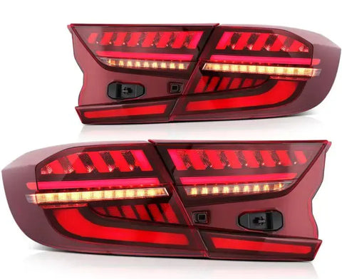 For 2018-2020 Honda Accord LED Red Taillights Assembly Taillamps Rear Brake Pair ECCPP