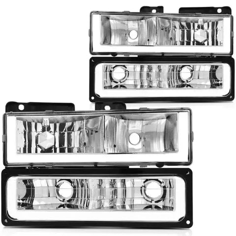 For 88-98 Chevrolet C10 Lamps Replacement Front LED DRL Headlights Assembly Pair ECCPP