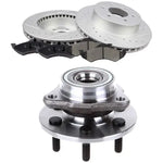 Front Brake Discs Rotors And Hub Bearings Ceramic Pads Fits Dodge Dakota Durango ECCPP