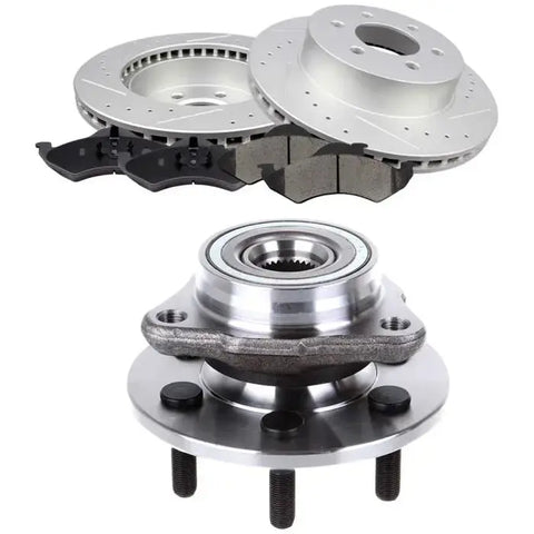 Front Brake Discs Rotors And Hub Bearings Ceramic Pads Fits Dodge Dakota Durango ECCPP
