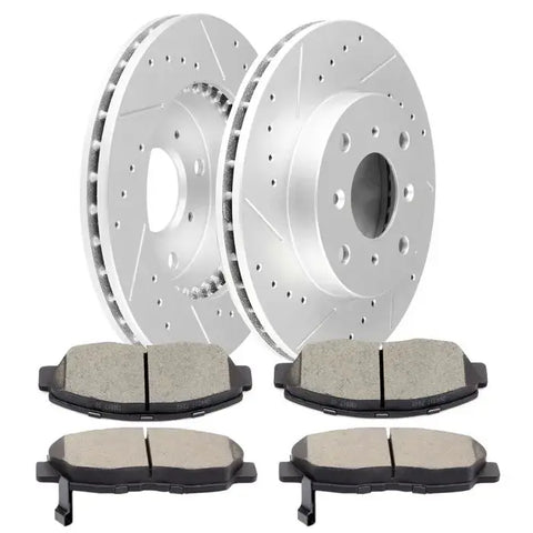 Front Discs Brake Rotors and Ceramic Pads For Acura CL 2.3L 1998-1999 Drill Slot ECCPP
