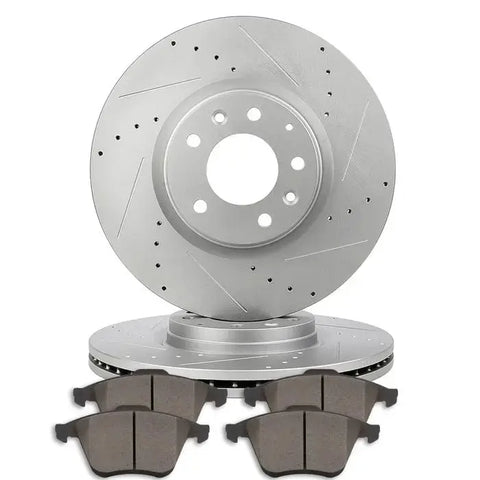Front Drill & Slotted Brake Discs Rotors And Ceramic Pads For 2006-2007 Mazda 6 ECCPP