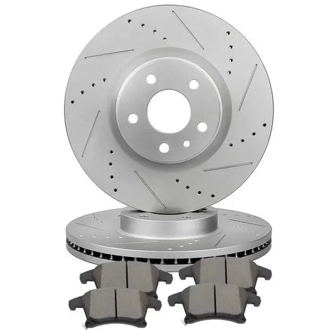 Front Drill & Slotted Brake Discs Rotors Ceramic Pads For 2013-2018 Ford Fusion ECCPP