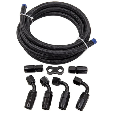Braided Fuel Line 3/8 10ft 6AN Oil/Gas/Fuel Hose End Fitting Separator Clamp Kit MAXPEEDINGRODS