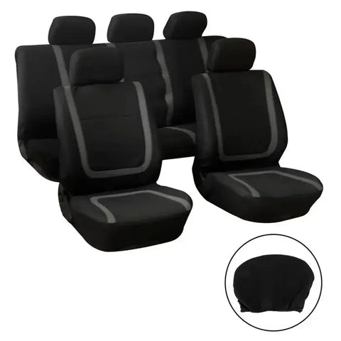 Full Interior Seat Covers Set 9 Pcs Black & Gray Universal Auto Car 116100 ECCPP