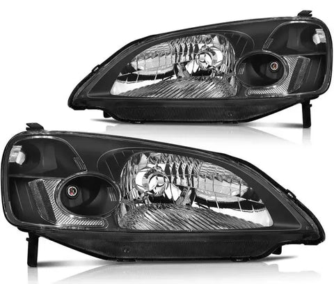 Headlight Assembly Fits Honda Civic 01-03 Headlamp Assembly Replacement Pair ECCPP