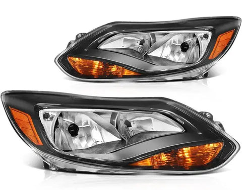 Headlight Assembly For 2012-2014 Ford Focus SE Headlamps Aftermarket Pair Black ECCPP