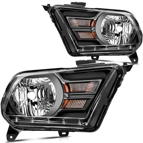 Headlights Assembly Fits 2010-2014 Ford Mustang Front Driver + Passenger Sides ECCPP
