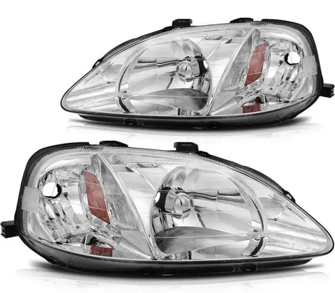 Headlights Assembly For 1999-2000 Honda Civic Pair Headlamp Assembly Replacement ECCPP