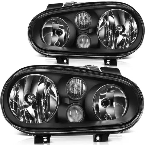 Headlights Assembly Pair For VOLKSWAGEN VW GOLF CABRIO 1999-2006 Black Housing ECCPP