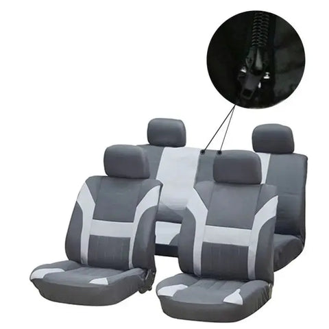 10PCS Dirtproof Surface Padding Black + Gray Car Seat Covers w/Headrest Cover 110743 ECCPP