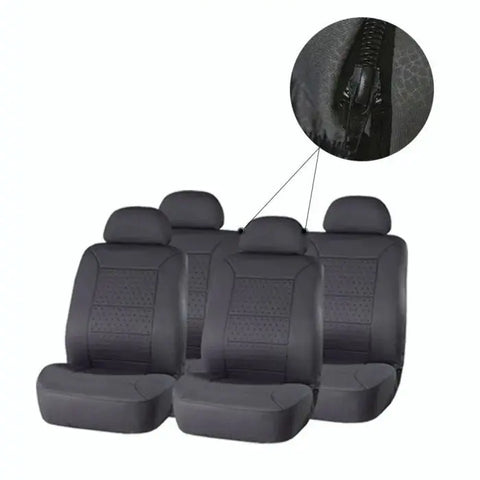 Gray Embossed Cloth Universal Car Seat Covers w/Headrest Covers For Ford 110738 ECCPP