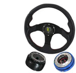 Jdm Sport Universal 6 Bolt White Wood Deep Dish 14" 350Mm Steering Wheel W/ Horn AJP DIST