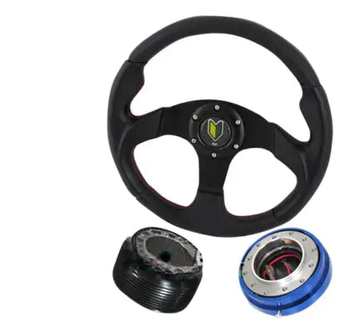 Jdm Sport Universal 6 Bolt White Wood Deep Dish 14" 350Mm Steering Wheel W/ Horn AJP DIST