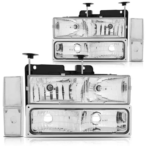 Fits 1988-1993 Chevy C/K C10 Pickup Front Headlight Assembly Left + Right Sides ECCPP
