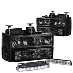 Smoked Headlight+Bumper+Clear Corner+Led Driving Fog Light 94-00 Gmc C10 C/K DNA MOTORING
