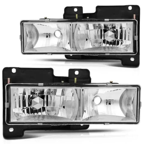 Fits 1988-1998 Chevy Tahoe /GMC Yukon C10 C/K Headlights Assembly Pair Headlamps ECCPP