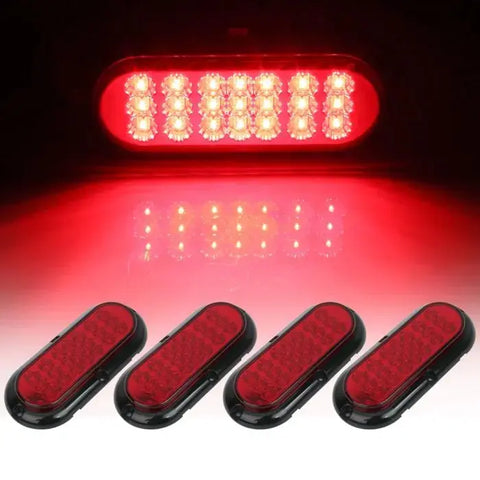4x 6" 21 led red 4 holes side Marker Clearance tail light for Peterbilt/Kenworth ECCPP