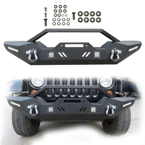 2007-2018 Jeep Wrangler JK Powder Coat Front Bumper Combo w/ LED Light ECCPP