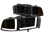 1994-2002 Dodge Ram Pair Smoked Housing Amber Side Led Drl Headlight/Lamps DNA MOTORING