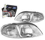 1999-2003 Ford Windstar Oe Style Headlight Lamps W/Led Kit Slim Style Chrome DNA MOTORING