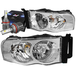 2002-2005 Dodge Truck Signal Crystal Headlight Lamp W/Led Kit+ Fan Chrome DNA MOTORING