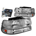 1999-2002 Chevy Silverado Tahoe Headlight Bumper Lamp W/Led Kit+ Fan Chrome DNA MOTORING
