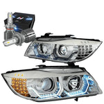 2009-2012 Bmw E90 3-Series 3D U-Halo Headlights W/Led Kit+Cool Fan Chrome DNA MOTORING