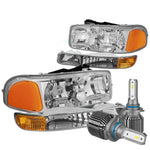 1999-2007 Gmc Sierra Yukon Xl Headlight+Bumper W/Led Kit+Cool Fan Chrome DNA MOTORING