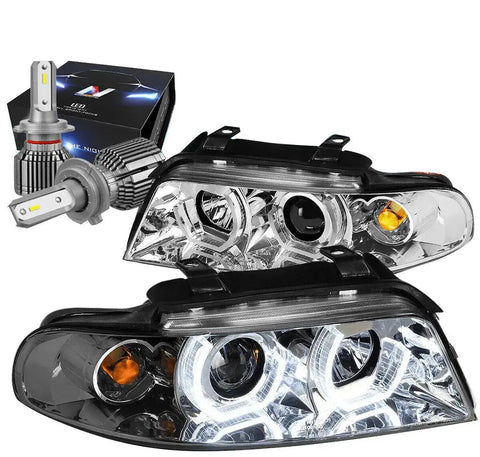 1996-2001 Audi A4 Rgb Color Projector Headlight W/Led Kit+Cool Fan Chrome DNA MOTORING