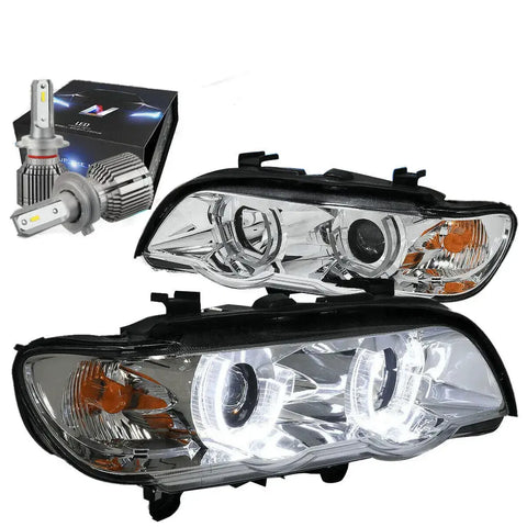 2000-2003 Bmw X5 Rgb Color Projector Headlights W/Led Kit+Cool Fan Chrome DNA MOTORING