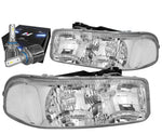 1999-2007 Gmc Sierra Yukon Xl Headlight Lamps W/Led Kit+Cooling Fan Chrome DNA MOTORING