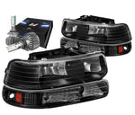 1999-2002 Chevy Silverado Tahoe Headlight Bumper Lamp W/Led Slim Style Black DNA MOTORING